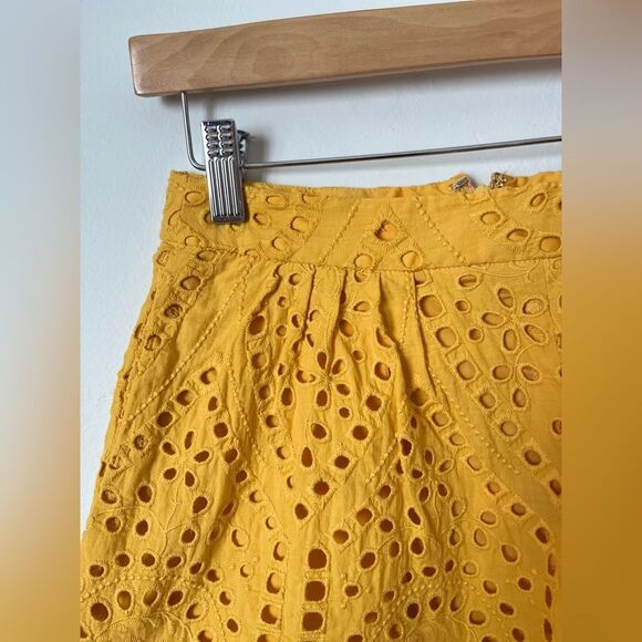 BCBGMAXAZRIA rich yellow, embroidered, lined shorts. Great condition, Small. - Picture 3 of 8